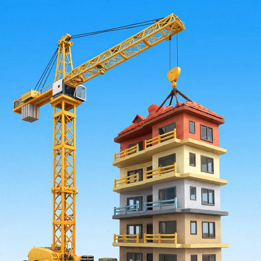 Torre cartunesca emitindo ondas sonoras coloridas sobre a cidade